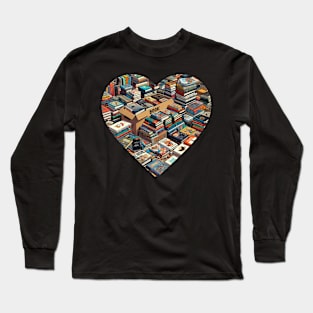 Pile Of Books Heart Shape, I Love Reading Long Sleeve T-Shirt